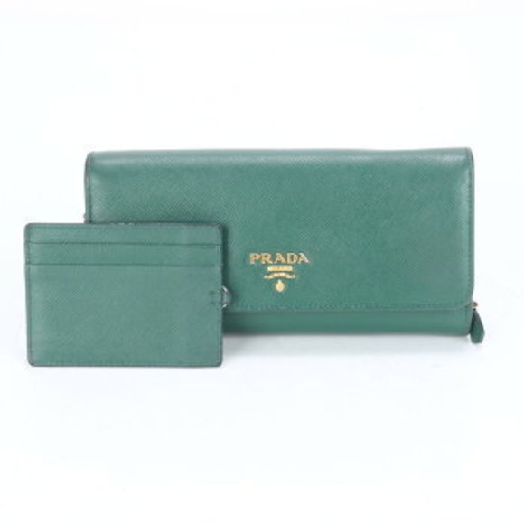 Prada leather Case MCE long Wallet Saffiano triangle bifold - Picture 1 of 9